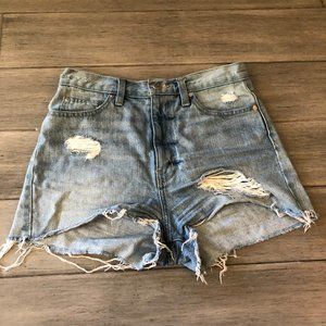 BDG Distressed light jean shorts